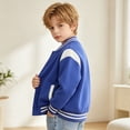 thumbnail image 7 of UDAUDU Kids Varsity Baseball Jacket Color Block Bomber Coat Button Down Lightweight Unisex Boys Girls Fall Winter School Outwear Blue 14-15 Years, 7 of 7
