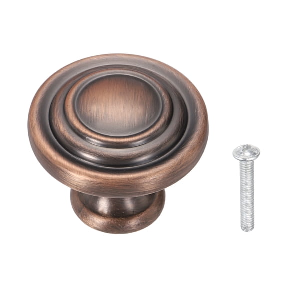 Solid Round Drawer Knobs, 1.3" Zinc Alloy Drawer Pulls with Screw, Copper