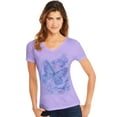 thumbnail image 1 of Hanes Womens Short Sleeve V-Neck Tee, L, Big Butterfly Impression/Salty Purple, 1 of 3