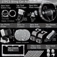 thumbnail image 2 of 27pcs Bling Car Accessories Set For Women, Bling Steering Wheel Covers Universal Fit 15 Inch, Bling License Plate Frame, Phone Holder, Car Coasters, 2 of 4