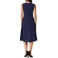 thumbnail image 3 of INSPIRE CHIC Notch V Neck Dresses for Women Elegant Work Office A-Line Dress with Pockets S Dark Blue, 3 of 6