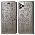 thumbnail image 1 of Funda Cartera FOXDOCK para iPhone 12 ProMax , Flip PU con Relieve de Gatos y Perros, Tarjetero y Soporte, 1 of 6