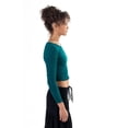 thumbnail image 4 of Green Double Ribbed Long Sleeve Crop Top - Casual Ribbed Knit Tee, 4 of 4
