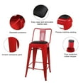 thumbnail image 3 of Leejay Red 24 inch High Back Metal Barstool with Vegan Leather Seat,Set of 3, 3 of 5