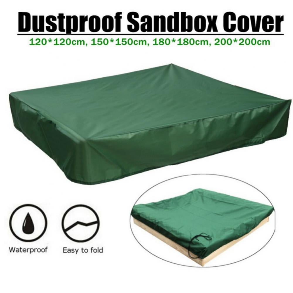 BWWNBY Sandbox Cover Square Dustproof Protection Sandbox Canopy with Drawstring Green,Size:120x120 Oxford Cloth Water Resistance Sand Pool Cover