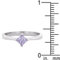 thumbnail image 4 of Rhodium Plated to .925 Sterling Silver Engagement Ring with a Princess Cut Lavender Purple CZ Size 8, 4 of 4