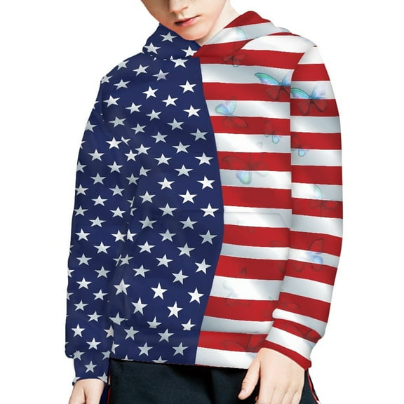 DISNIMO Boys American Flag Hoodies for Boys 6-7 Hoodie Pullover Kids Hooded Sweatshirts Girls Fall Hoodie with Pockets Kids Streetwear Hoodie Boys Graphic Children Fourth Of July Hoodie
