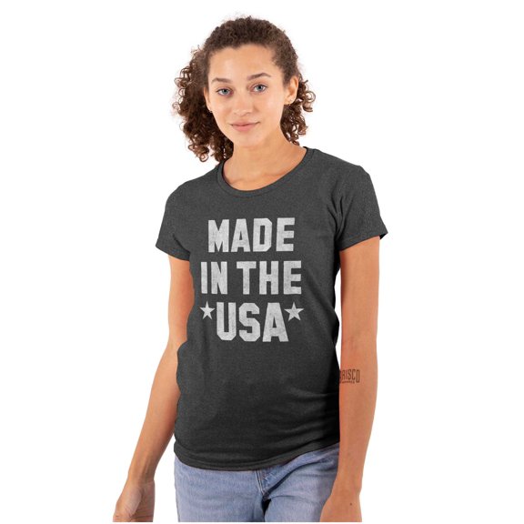 Made in the USA Patriotic Pride Stars Womens Slim Fit Graphic Tee Brisco Brands M
