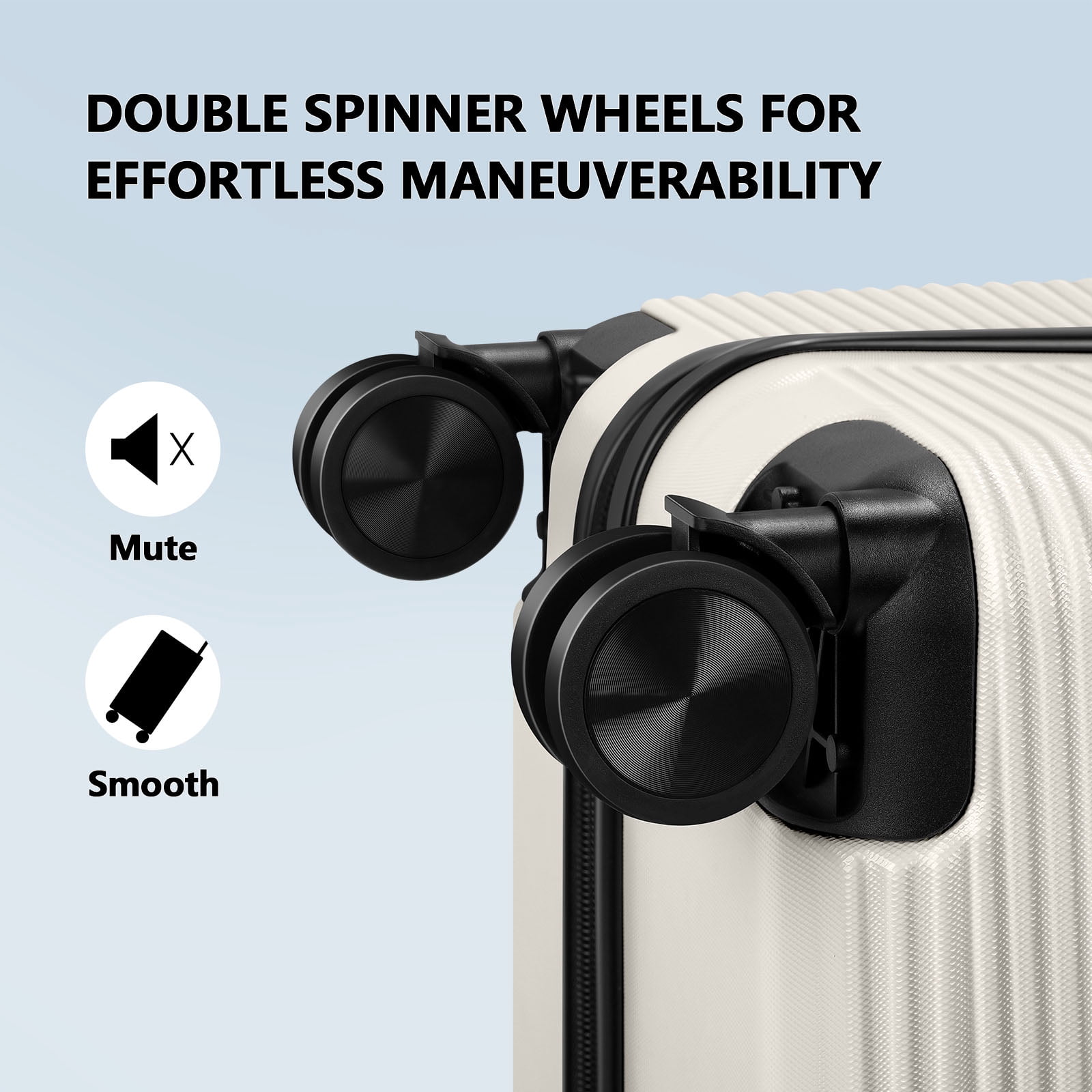 Hardside Spinner Luggage Sets in White, 3 Piece, TSA Lock