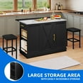 thumbnail image 3 of DEXTRUS Kitchen Island Table with Stools & Trash Storage, Kitchen Island with Drop Leaf, Black, 3 of 8