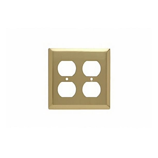 Pass and Seymour SB82PB Polished Brass Two Gang Duplex Receptacle Wall