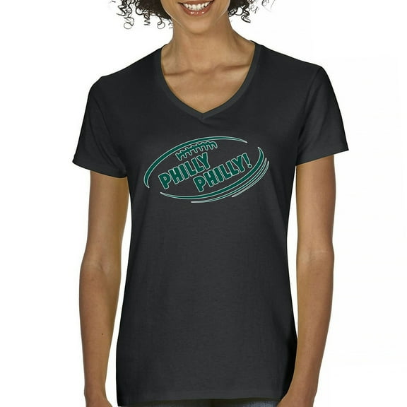 Philly Philly Funny Women's V-Neck T-shirt Philadelphia Fan Football League Ball Game Champs City of Brotherly Love Tee
