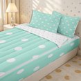 thumbnail image 3 of Erosebridal Fresh Mint Dot Tile Zipper Full Size Comforter Sets with Fitted Sheet and 2 Pillowcases,Small Scattered Circle Pillowcase Zipper Bedding Set,Turquoise White,4pcs,Reversible, 3 of 6