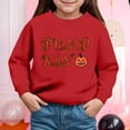 thumbnail image 2 of larppty Girls Hoodies Halloween Warm Cartoon Pumpkin Graphic Printed Long Sleeve Round Neck Pullover Tops Girl Trendy Casual Daily Party Photoshoot Sweatshirts (Red,3Y), 2 of 4