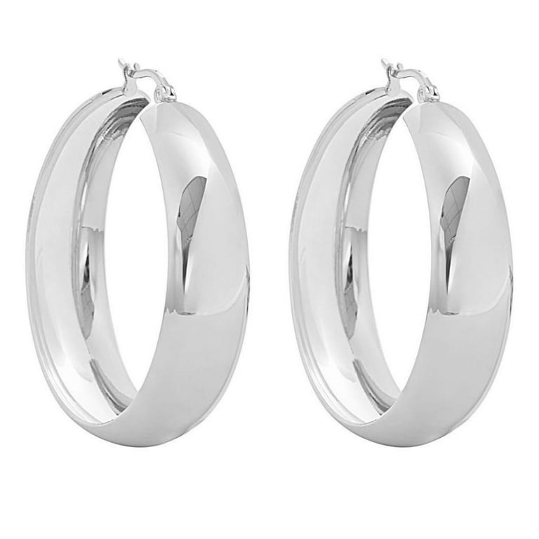 Edforce Stainless Steel Lead free Hypoallergenic Thick Large Hoop Earrings with Click Top 1.57