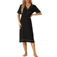 thumbnail image 2 of INSPIRE CHIC Womens Pajamas Collared Summer Button Up Short Sleeves Casual Lounge Nightgowns Black S, 2 of 5