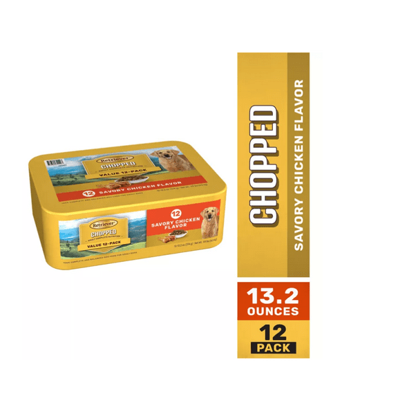 Retriever Adult Chopped Savory Chicken Flavor Multi-Pack Wet Dog Food, 13.2 oz., 12 pk.