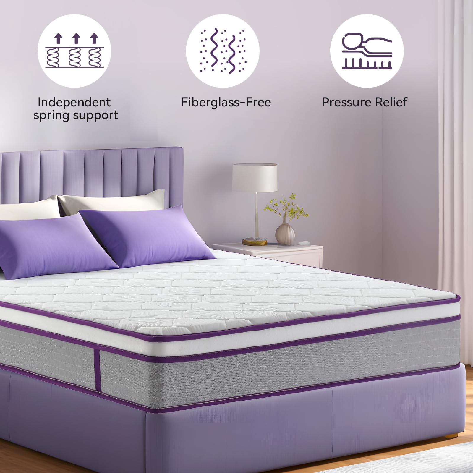 Full Mattress, 12 Inch Medium Firm Hybrid Mattresses with Gel Memory Foam and Pocket Springs, Pressure Relief & Firm Support, Full Bed Mattresses in a Box, Motion Isolation, Edge Support