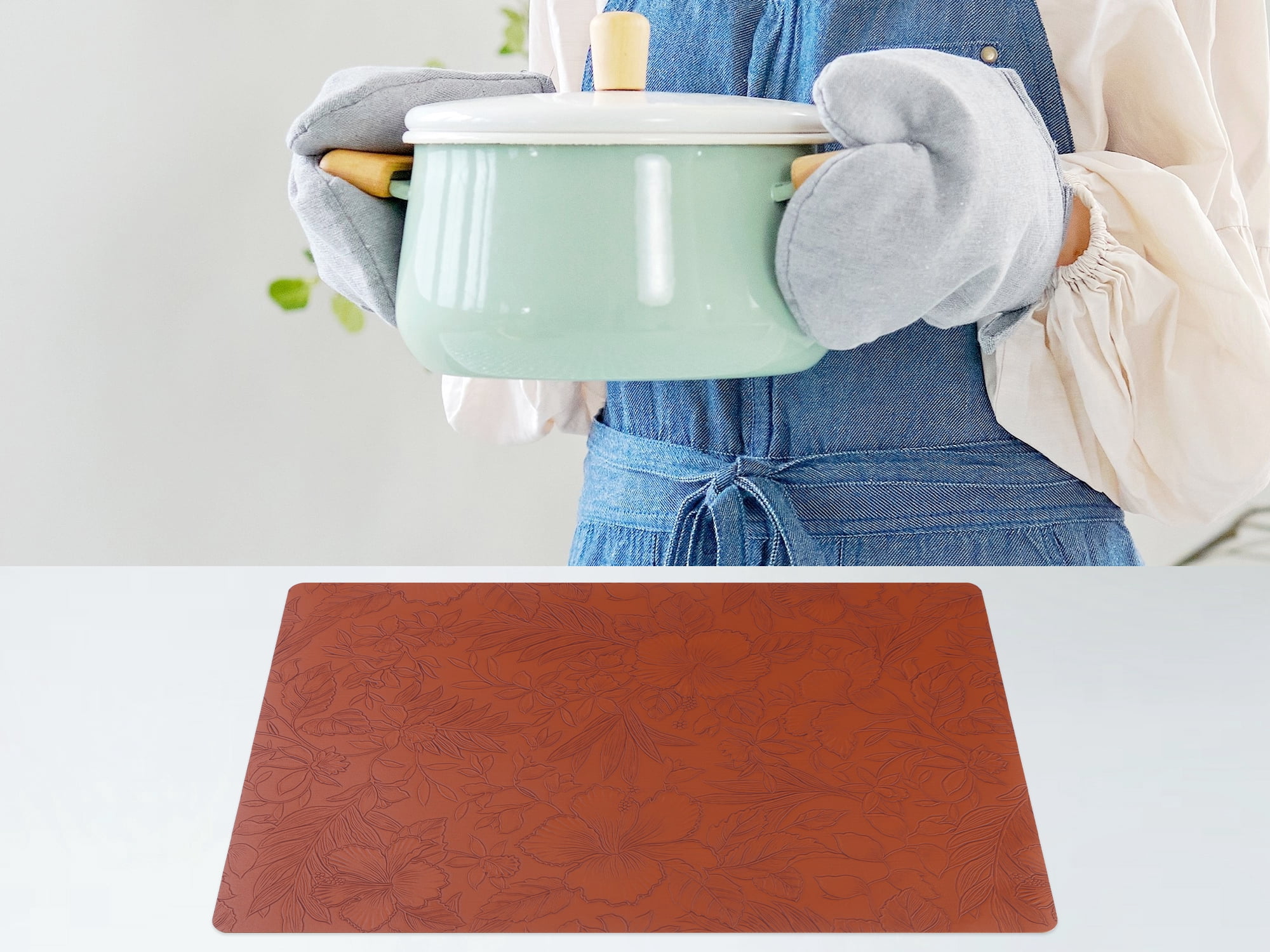 Unique Bargains Set of 6 Faux Leather Placemats for Kitchen Dining Table Decor Brown