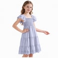 thumbnail image 5 of HCNTES Baby Girls Toddler Kids Summer Dress Ruffle Trim Casual Beach Dress for Little Children Big Kids 6-12M 2T 3T 4T 5T 6T 7T 8T 9T 10T 11T 12T(5-6 Years,D01-Light Blue), 5 of 7