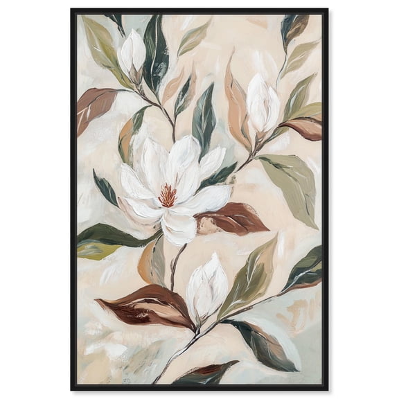 Soft Magnolia I Canvas Elegant Floral Art by Art Remedy, Black Frame, 10 x 15