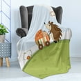 thumbnail image 4 of Funny Soft Flannel Fleece Throw Blanket, Baby Shower Theme a Hedgehog Pushing a Stroller with Baby Illustration, Cozy Plush for Indoor and Outdoor Use, 60" x 80", Green Baby Blue, by Ambesonne, 4 of 5
