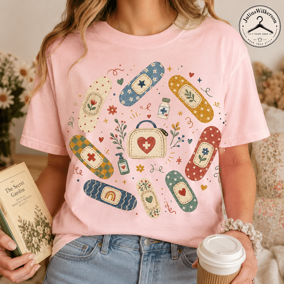 Cute Bandage T-Shirt, First Aid Kit Graphic Tee, Nurse Medical Assistant Shirt, Healthcare Worker Gift