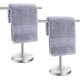 thumbnail image 1 of Soporte para toallas de mano de baño en forma de T, toallero de mano independiente de acero inoxidable con base pesada, para baño, cocina y encimera, negro mate,Silver-2 Pack, 1 of 7