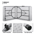 thumbnail image 5 of MoNiBloom 11 Pieces Portable 6ft White Folding Plastic Indoor Card Table w/Handle and Chair Set, Outdoor Camp Picnic Desk, 5 of 10