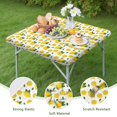 thumbnail image 4 of Yellow Lemon Fruit Slices White Pattern Square Fitted Tablecloth with Elastic Edge,Square Table Cover,Washable Elastic Table Cover for Home Kitchen Party Decor 34"x34", 4 of 6