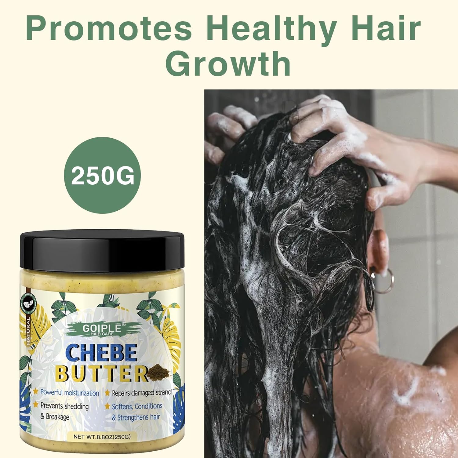 Goiple Chebe Butter Hair Butter, Hair Grease Deep Moisturization for Dry Hair, Deep Conditioning Hair Butter Grease Suitable for All Hair Types and Men and Women