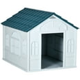 thumbnail image 2 of PawHut Plastic Dog House with Door for Large Dogs, Blue, 2 of 9