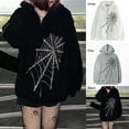 thumbnail image 3 of CreativeArrowy Gothic Punk Spider Web Hooded Sweatshirt for Women, Harajuku Coat with Zipper, Emo Alt Clothing, 3 of 6