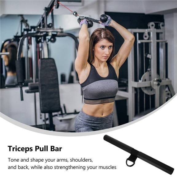 FOMIYES 1Pc Black Triceps Pull Bar Integrated Fitness Tool for Muscle Training and Strength