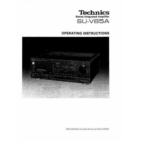 Instruction Manual ONLY for Technics SU-V85A Integrated Amplifier Owners Manual REPRINT