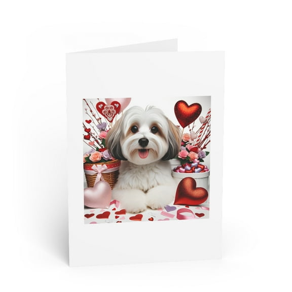 DistinctInk Greeting Card / Note Card - Valentine's Day Havanese - PACK of 3