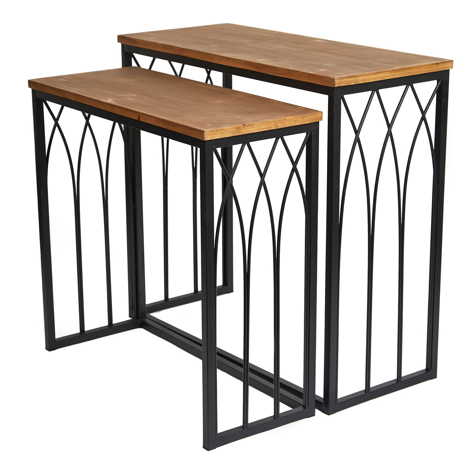 HomeView Design Nesting Console Tables, Wood, Brown (Set of 2