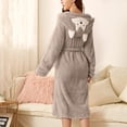 thumbnail image 2 of Long Sleeve Bathrobe for Women Fluffy Women's Nightgowns & Sleepshirts Oversize Cozy Women's Robes House Womens Robe Grey, 2 of 9