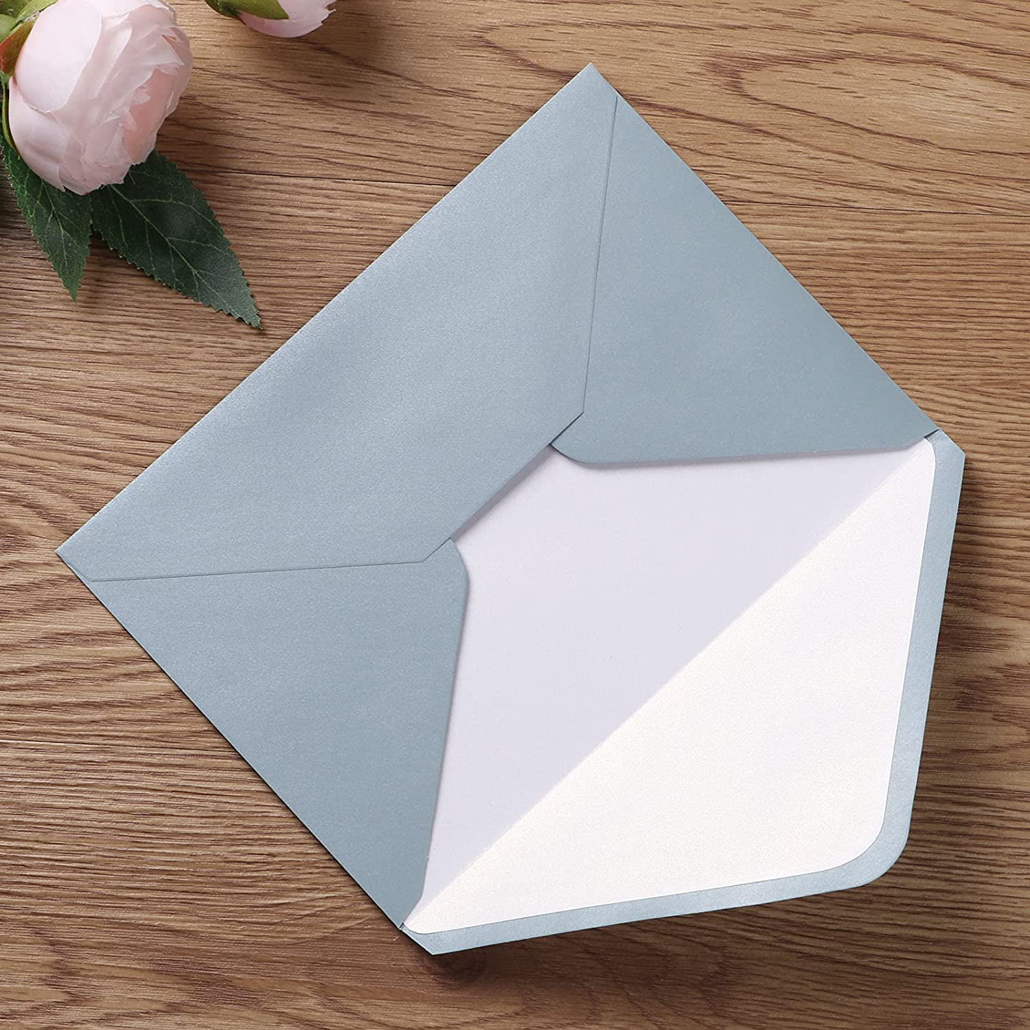 5x7 Pearl Blue Envelope - 100 PCS Goefun Dusty Blue Envelopes, V Flap  Invitation Envelopes for Wedding, Announcements, Mailing, 5.25 x 7.25 inches