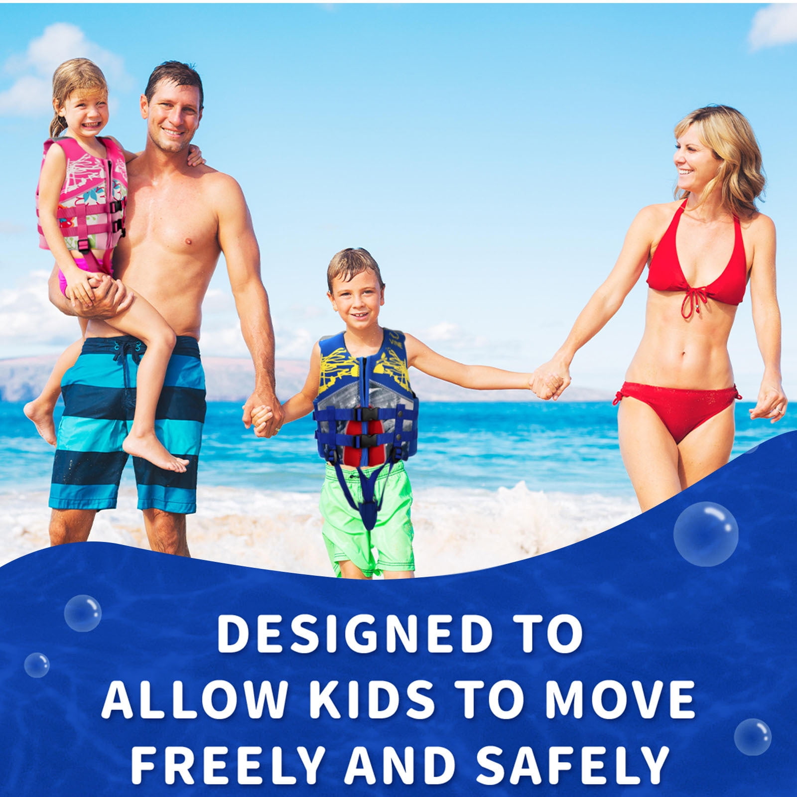 Gogokids Kids Swim Vest Flotation Life Jacket Bouyancy Swimwear with Adjustable Harness,Blue
