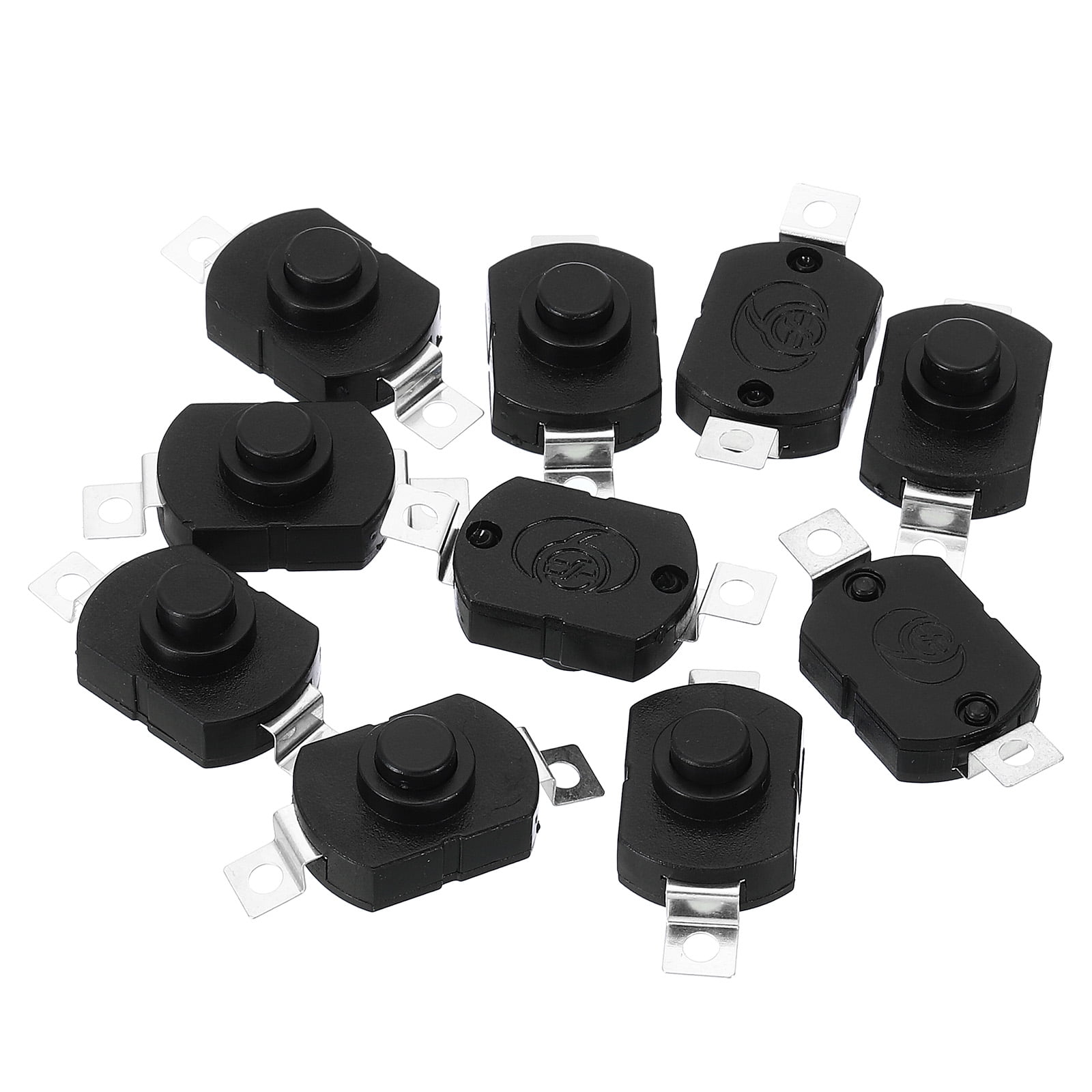Uxcell Latching Push Button Switch, 10 Pcs KAN23 Flat Pin On/Off Self