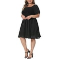 thumbnail image 4 of Agnes Orinda Plus Size Dress for Women Square Neck Short Sleeve Stretchy Maxi Dress, 4 of 5