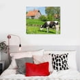thumbnail image 5 of Orinice  Canvas Print Wall Art Painting Pictures Dutch Holstein cow at the water near Groningen Holland Stretched &amp; Framed Poster Home Gallery Wrapped Artwork Ready to Hang 20x16in, 5 of 6