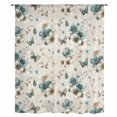 thumbnail image 2 of Teal Beige Floral Sheer Curtains 84 Inch Length, Light Filtering Voile Curtain Panel, Spring Elegant Garden Flowers Retro Rod Pocket Drapes Window Treatments for Living Room Bedroom 52"x84", 2 of 9