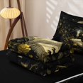 thumbnail image 6 of Homewish Spooky Skull Skeleton Zipper Full Size Comforter Sets with Fitted Sheet and 2 Pillowcases,Goth Halloween Zipper Bedding Set,Yellow,Black Reversible,4pcs, 6 of 8