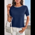 thumbnail image 4 of Camiseta de Corta A Rayas con Bloques de Color para Mujer, Azul Marino, Talla M, 4 of 8