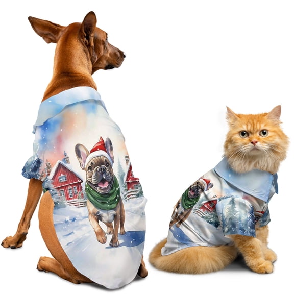 Hello Winter French Bulldog Frosty Morning Walk Welcome Snowy Christmas Hawaiian Summer Shirt for Small Medium Large Dog Cat Dog Lover Gifts - 02018