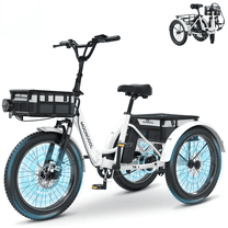 MOONCOOL TK1 Folding Electric Tricycle for Adults,48V 14.5Ah Removable battery, 1000W Motor, 20" Fat Tire Step-Thru 3 Wheel Electric Bicycle W/ Front & Rear Storage Bag Kit, UL2849