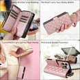 thumbnail image 7 of For Apple iPhone 13 mini Wallet Case Magnetic Flip Cover 9-Card Slots Zipper Pocket With Detachable Shoulder Strap And Wrist Strap,Rose gold,For iPhone 13 mini, 7 of 7