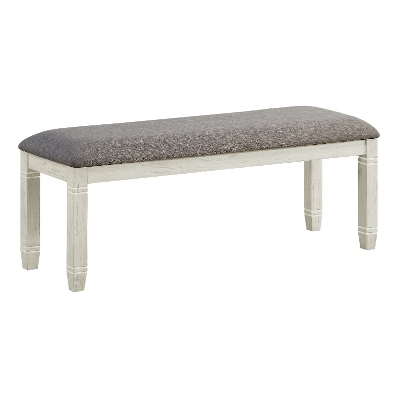 Lexicon Farmhouse Wood Dining Room Bench in Antique White Finish